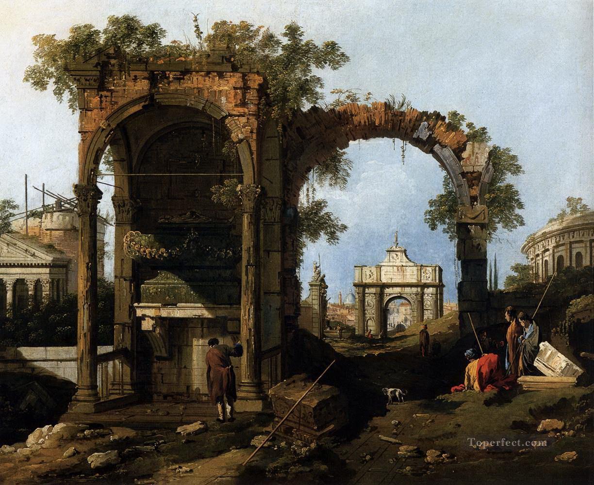 Capriccio con ruinas y edificios clásicos Canaletto Pintura al óleo
